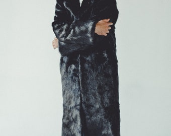 メンズロングブラックファーコート I 本物のヌートリアファー冬