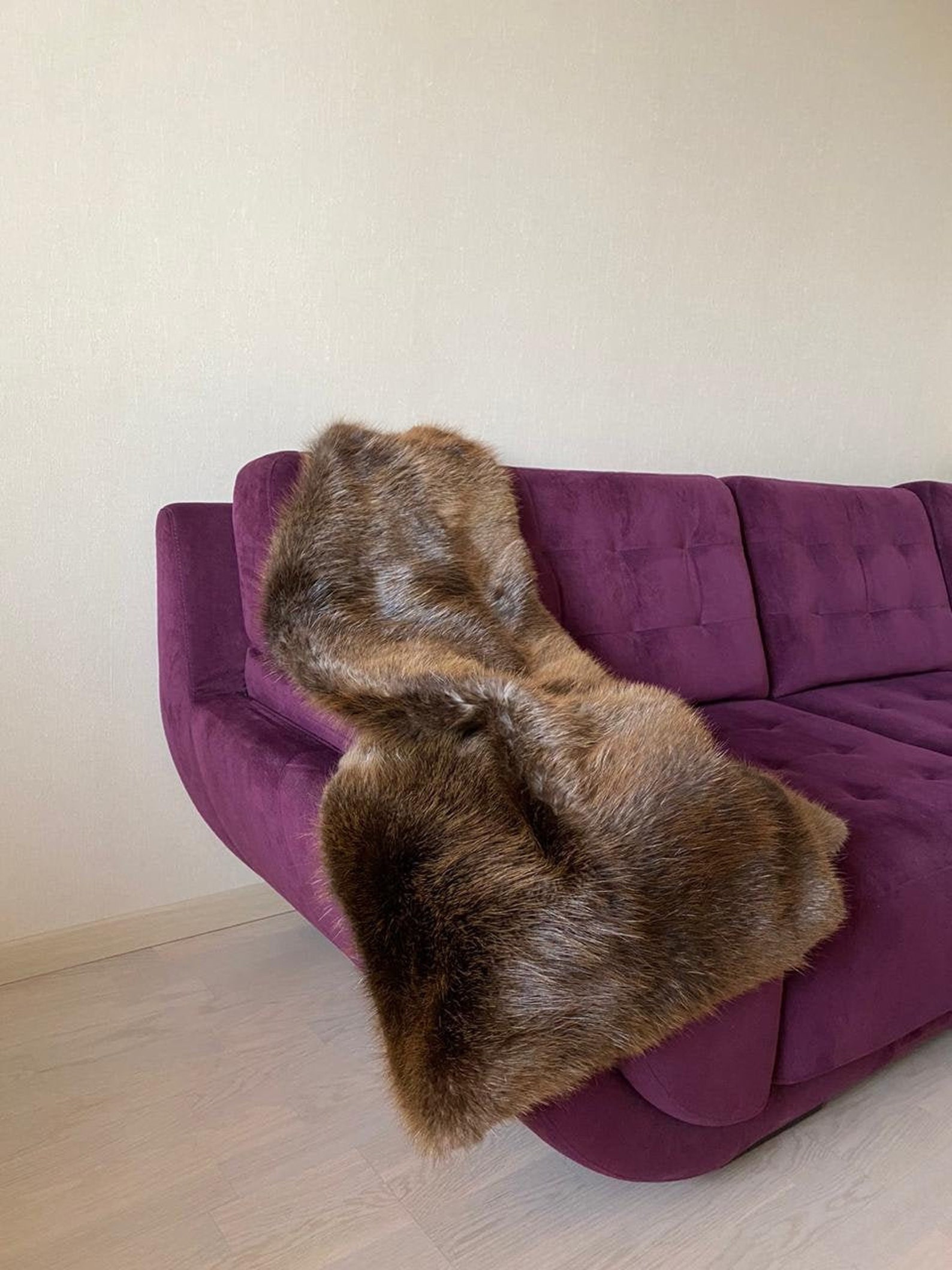 Real Fur Rug Beaver fur carpet Living Room Decor Etsy