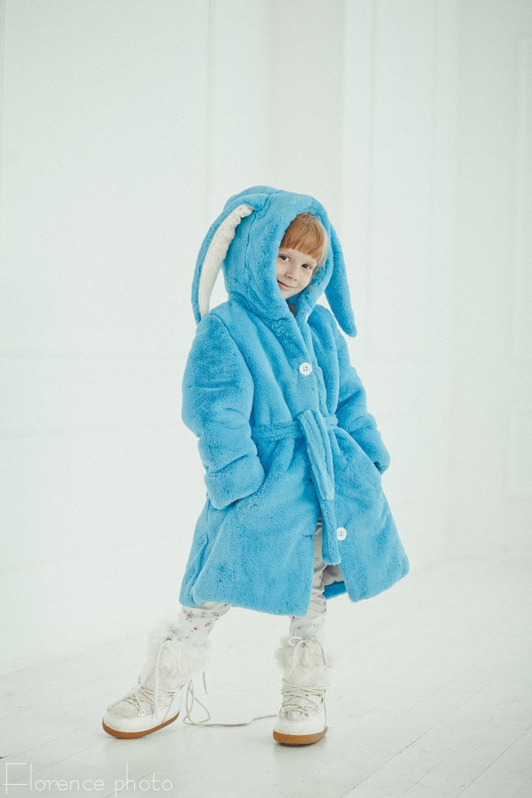 Blue Faux Fur Coat for Girl Winter Baby Coats Toddler Jacket Baby