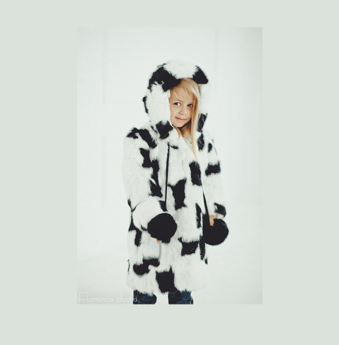 White&black Girls Fur Coat Baby Girl Coats Kids Winter Etsy