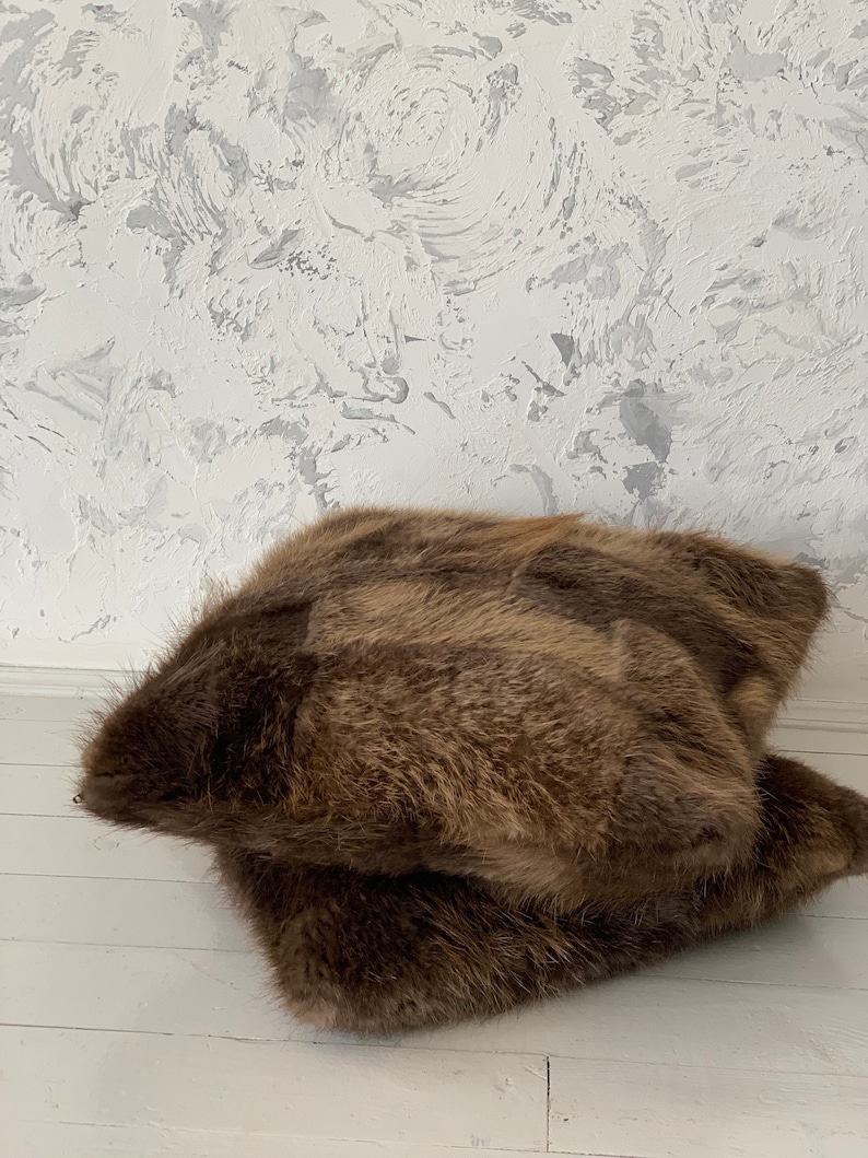 Two Real Beaver Fur Pillow Cover Cushion Cases Fur Living Etsy