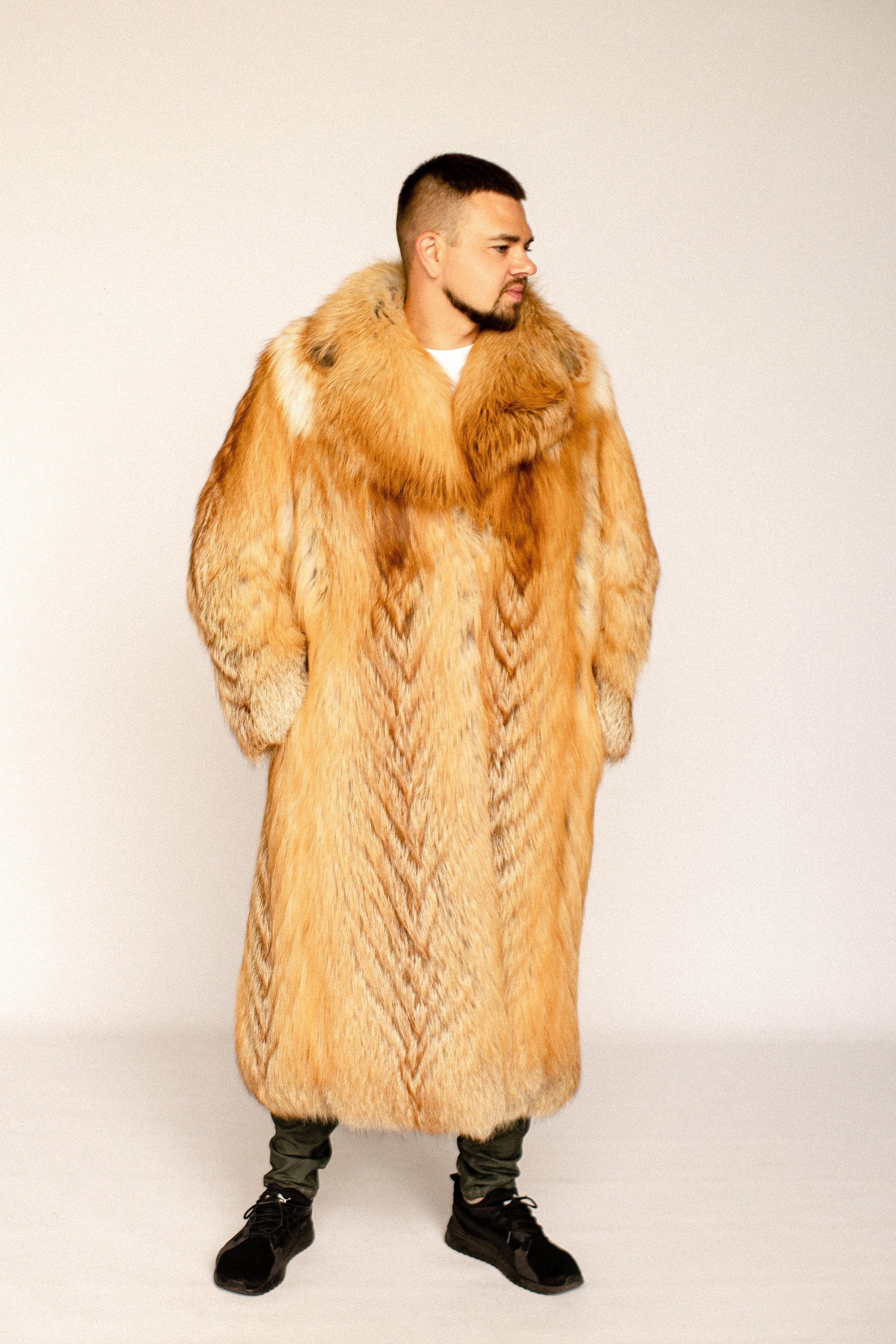 Mens Fox Fur Coat Winter Jacket Men Oversized Fur Coats 