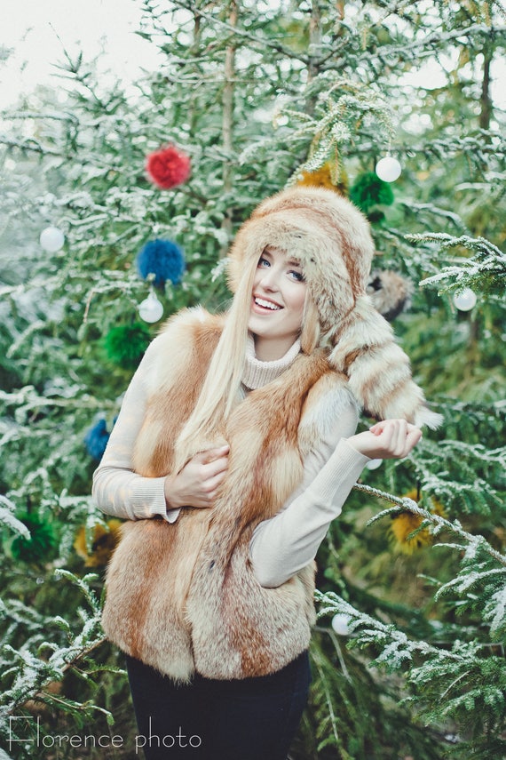 Plus size red fur vest cheap