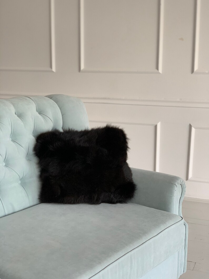 Black Fur Pillow Cover 18x18 Cushion Case Fox Etsy