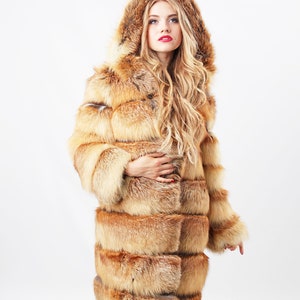 Hooded Fox Fur Coat Womens Winter Jacket Oversized Coats - Etsy