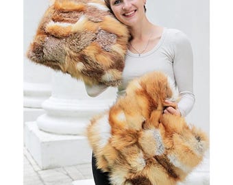 Lot de 2 taies d'oreiller en fourrure de renard roux | Housses de coussin en fourrure véritable | 16 x 16 ou 18 x 18 pouces | Décoration de salon de luxe