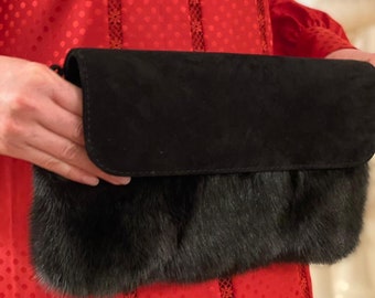 Mink Fur Clutch Bag - Real Fur Handbag  - Evening Purse - Gift for Mum