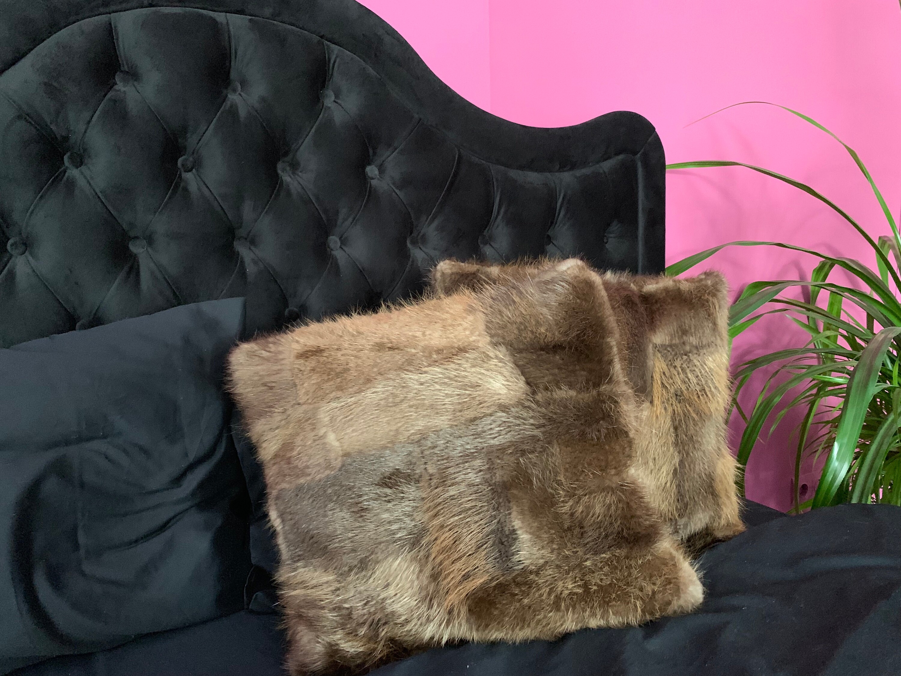 Two Real Beaver Fur Pillow Cover Cushion Cases Fur Living Etsy
