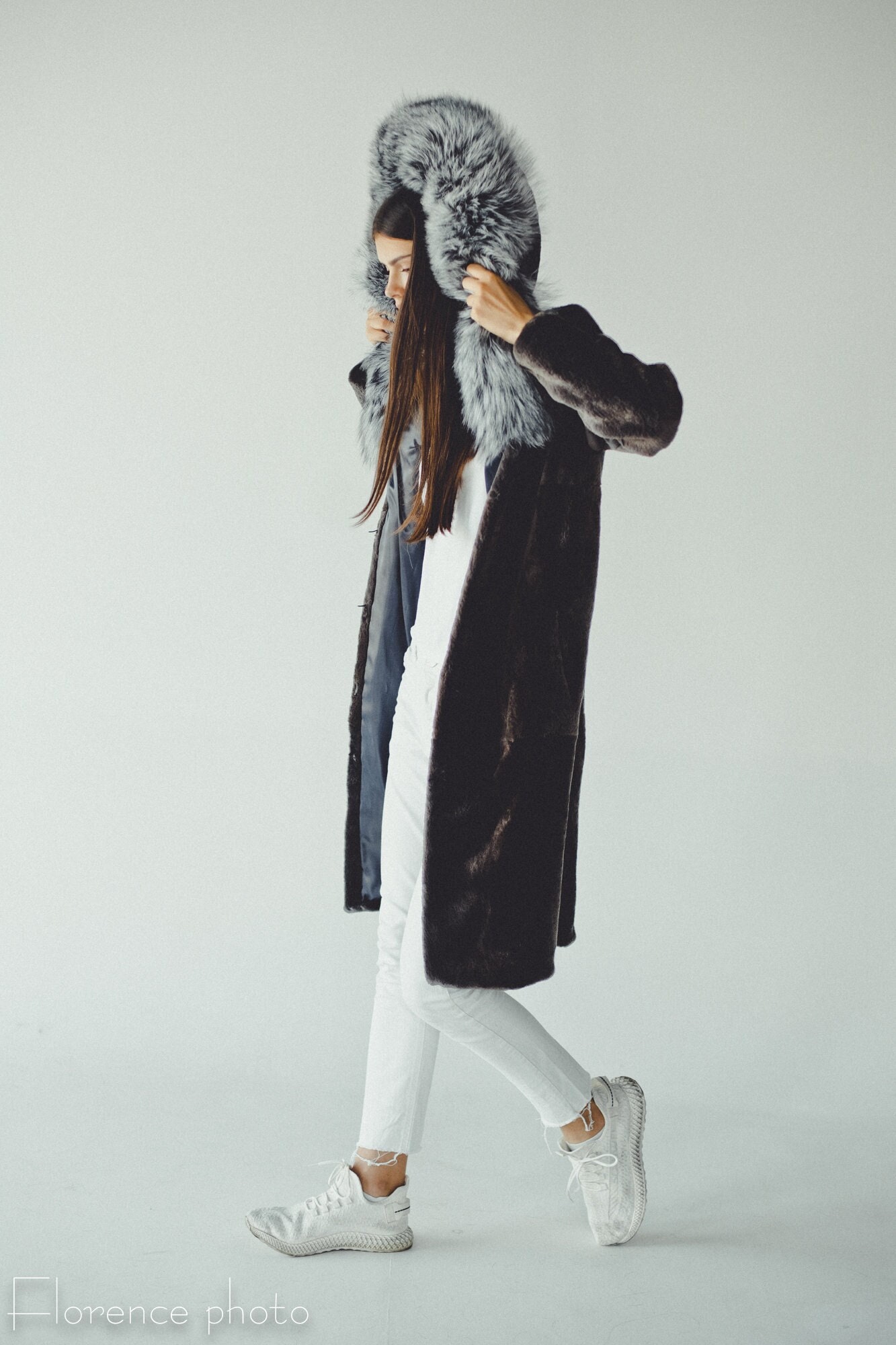 Silver Fox and Sheared Beaver Hooded Fur Coat | Women's Long