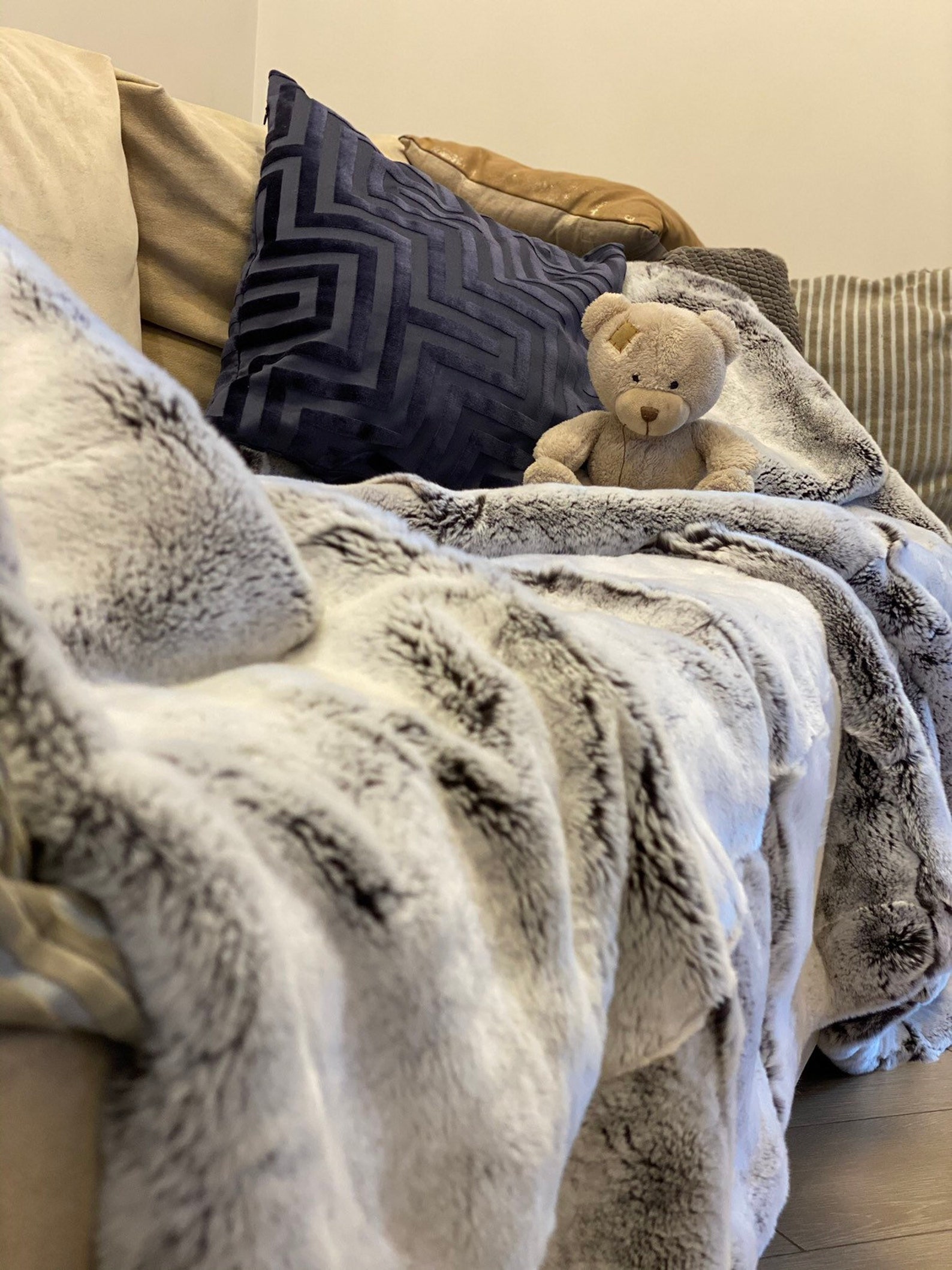 Real Fur Throw Rabbit Fur Blanket Luxury 50th Anniversary Etsy