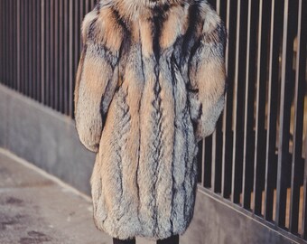 レディース シルバークロスフォックスファーコート｜ロング丈オーバー