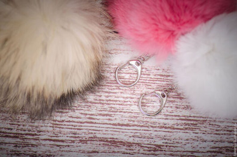 White Pom Pom Keychain furry Keychain Fur Pompom Pom Poms Etsy