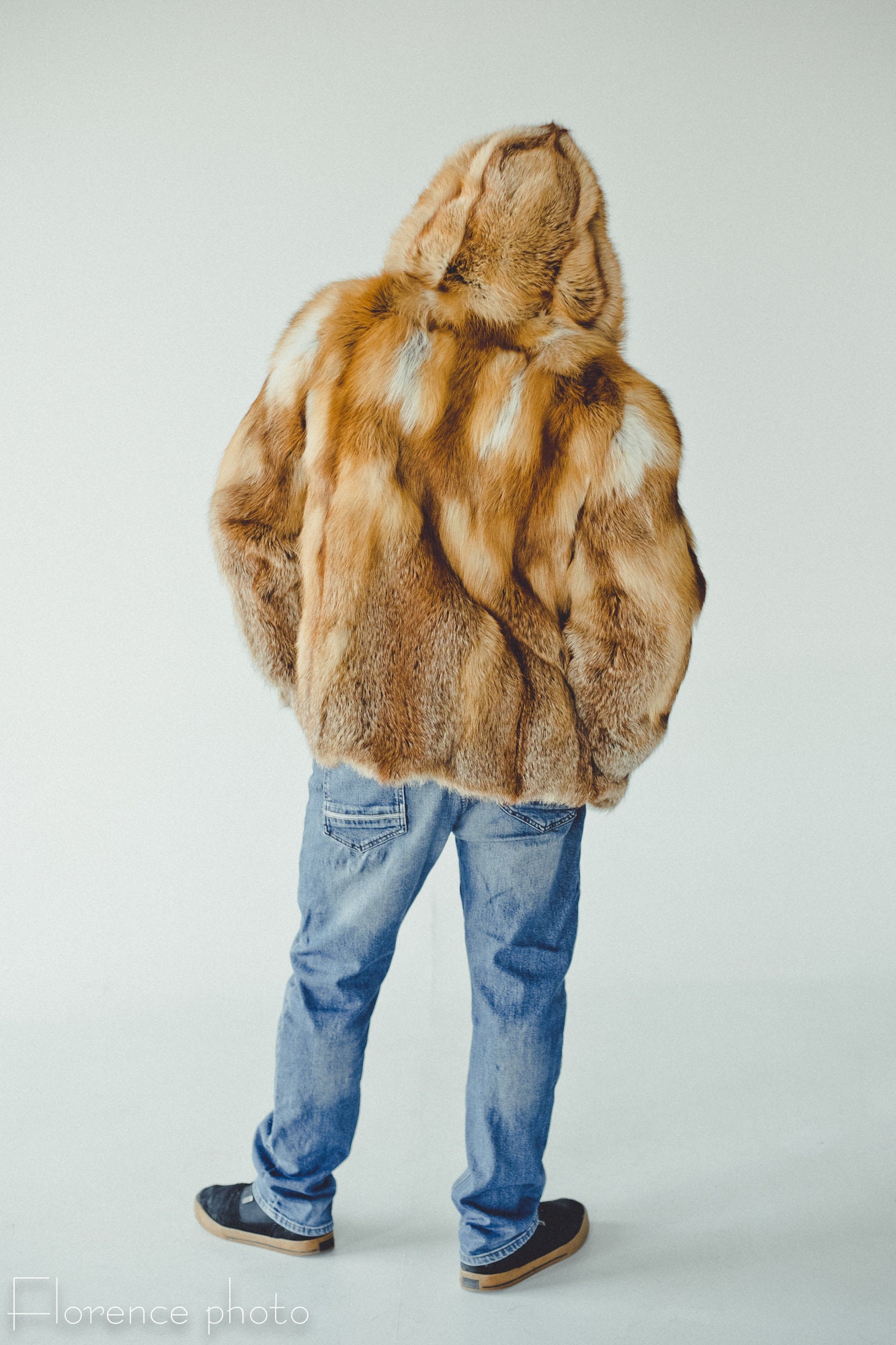 Men's Hooded Fox Fur Coat I Winter Jacket I Oversized Real Fur