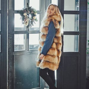 Fox Fur Parka Coat Womens Winterjas Lange jas met capuchon Windbreaker Eskimo 8e verjaardag Cadeau voor haar afbeelding 6