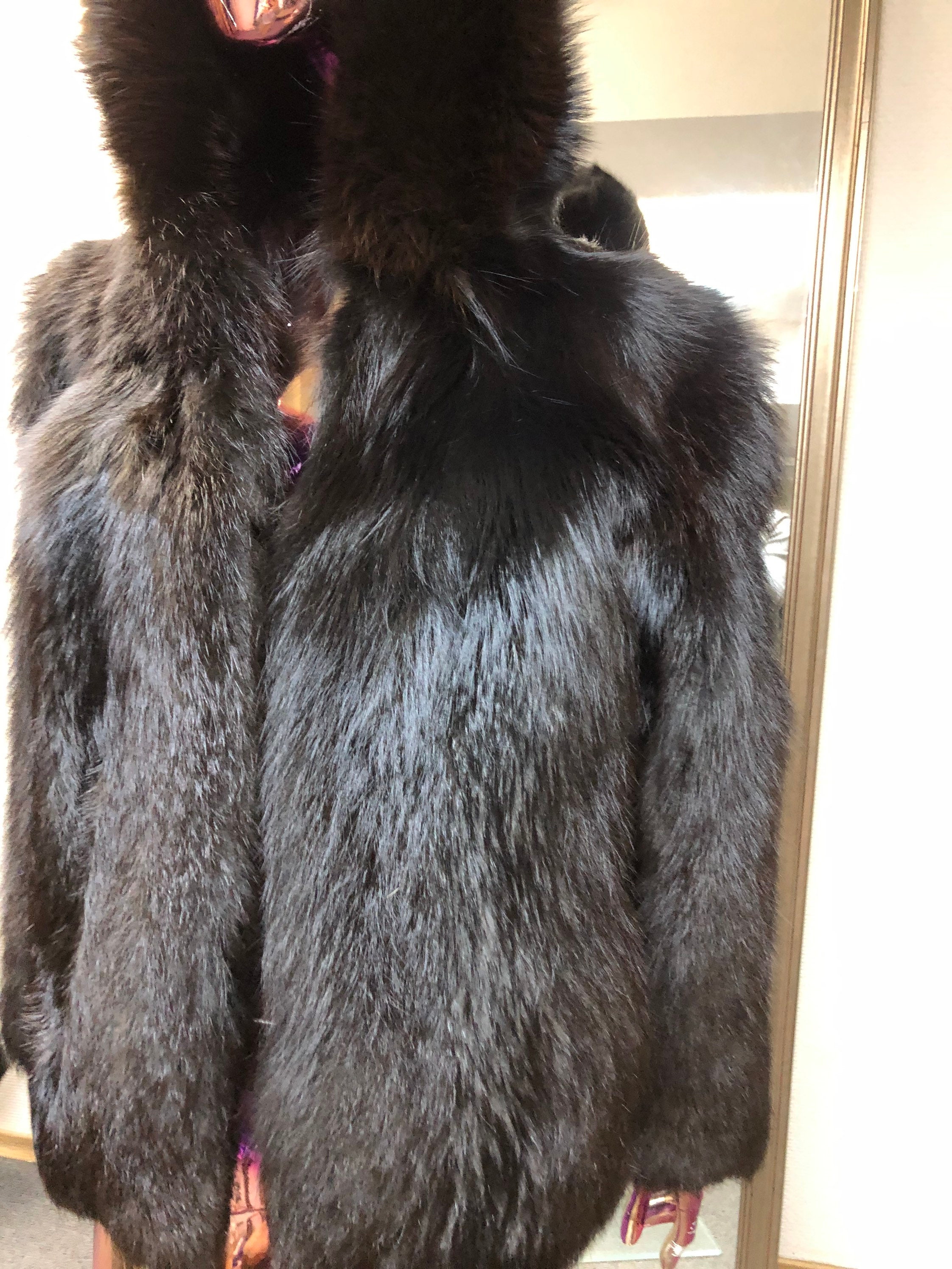 Brown Hodded Fox Fur Coat Womens Winter Jacket | Etsy