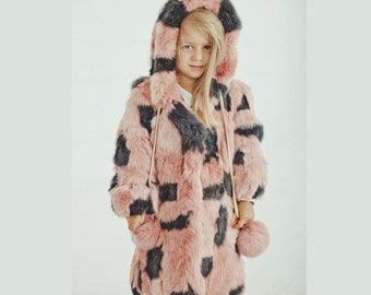 Girls Rabbit Fur Coat - Baby Girl Coats - Kids Winter Jacket - Toddler Coat