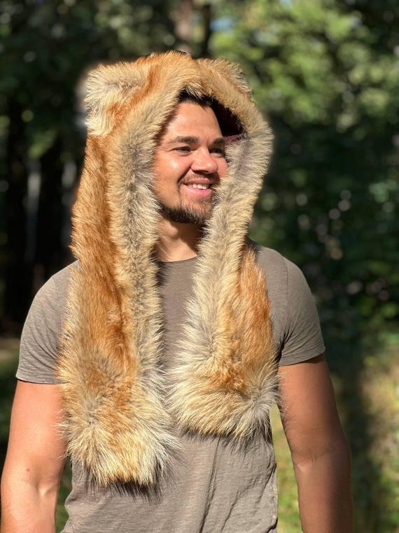 Fox Fur Teddy Bear Hat | Unisex Winter Hood With Ears - Etsy