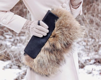 Fur Clutch Bag - Real Fur Handbag - Brown Bags - Mothers Day Gift - Fur Tote