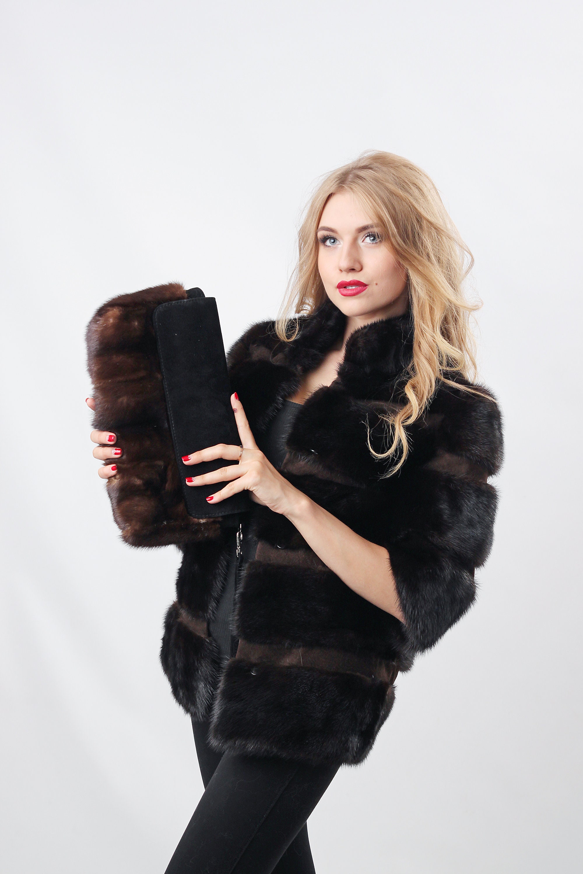 Mink Fur Jacket Black Womens Winter Coat Bomber Jacket - Etsy