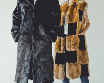 メンズロングブラックファーコート I 本物のヌートリアファー冬