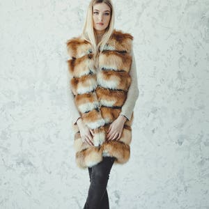 Fox Fur Parka Coat Womens Winterjas Lange jas met capuchon Windbreaker Eskimo 8e verjaardag Cadeau voor haar afbeelding 9