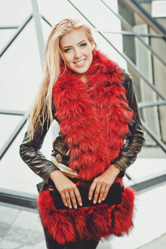 Pre-owned Fox Genuine Red Fur Bag Natural Fur Handbag Shoulder Bag Real Fur  Purse | ModeSens