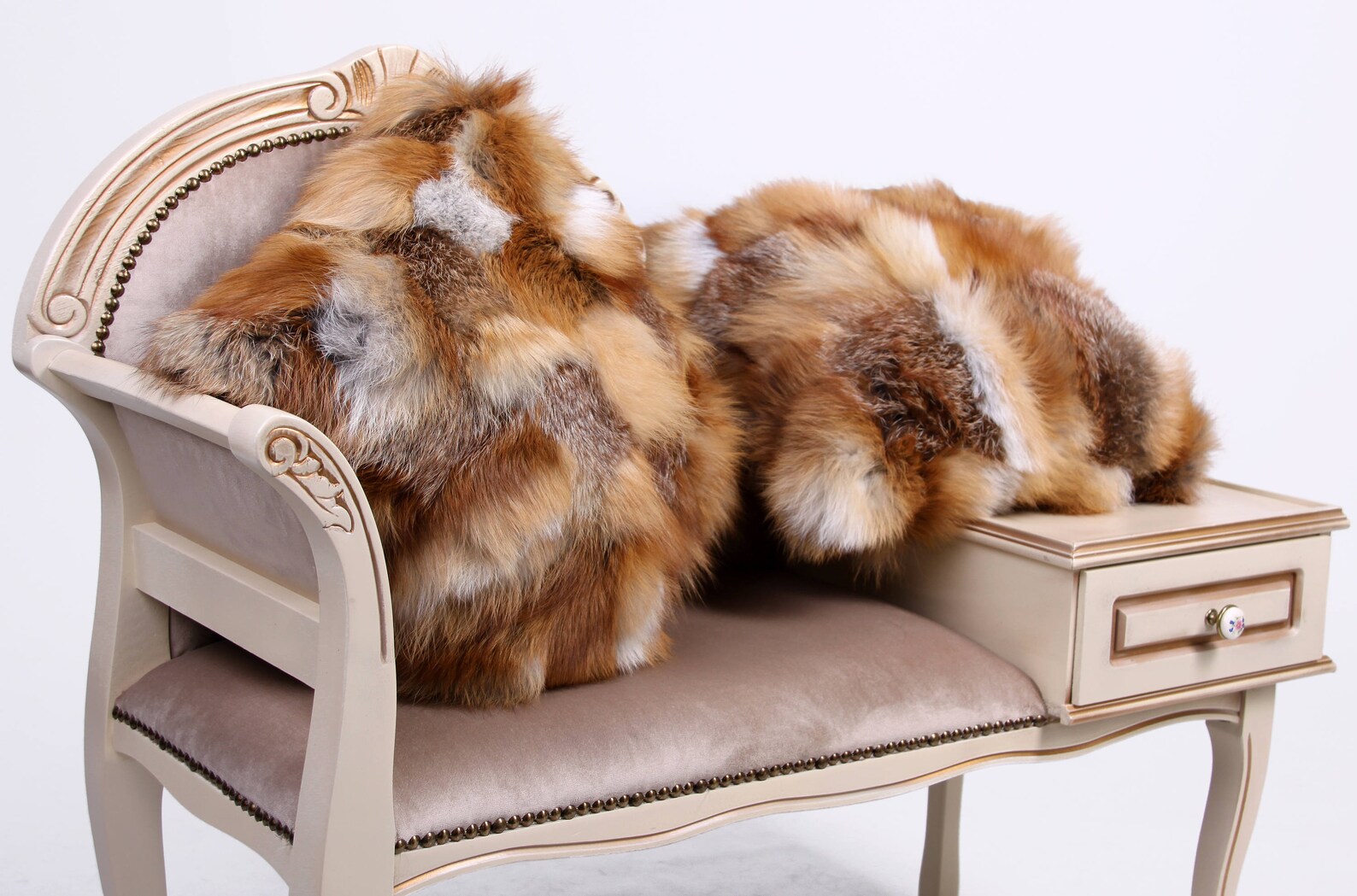 Two Fox Fur Pillow Cover Fur Throw Pillow Cushion Cases Etsy