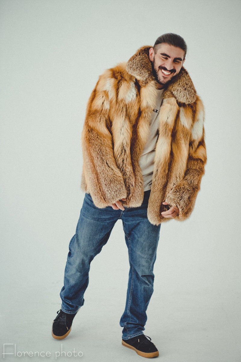 Men Full Pelt Natural Raccoon Fur Jackets Hoodie Winter Warm Coat Fur  Outerwear