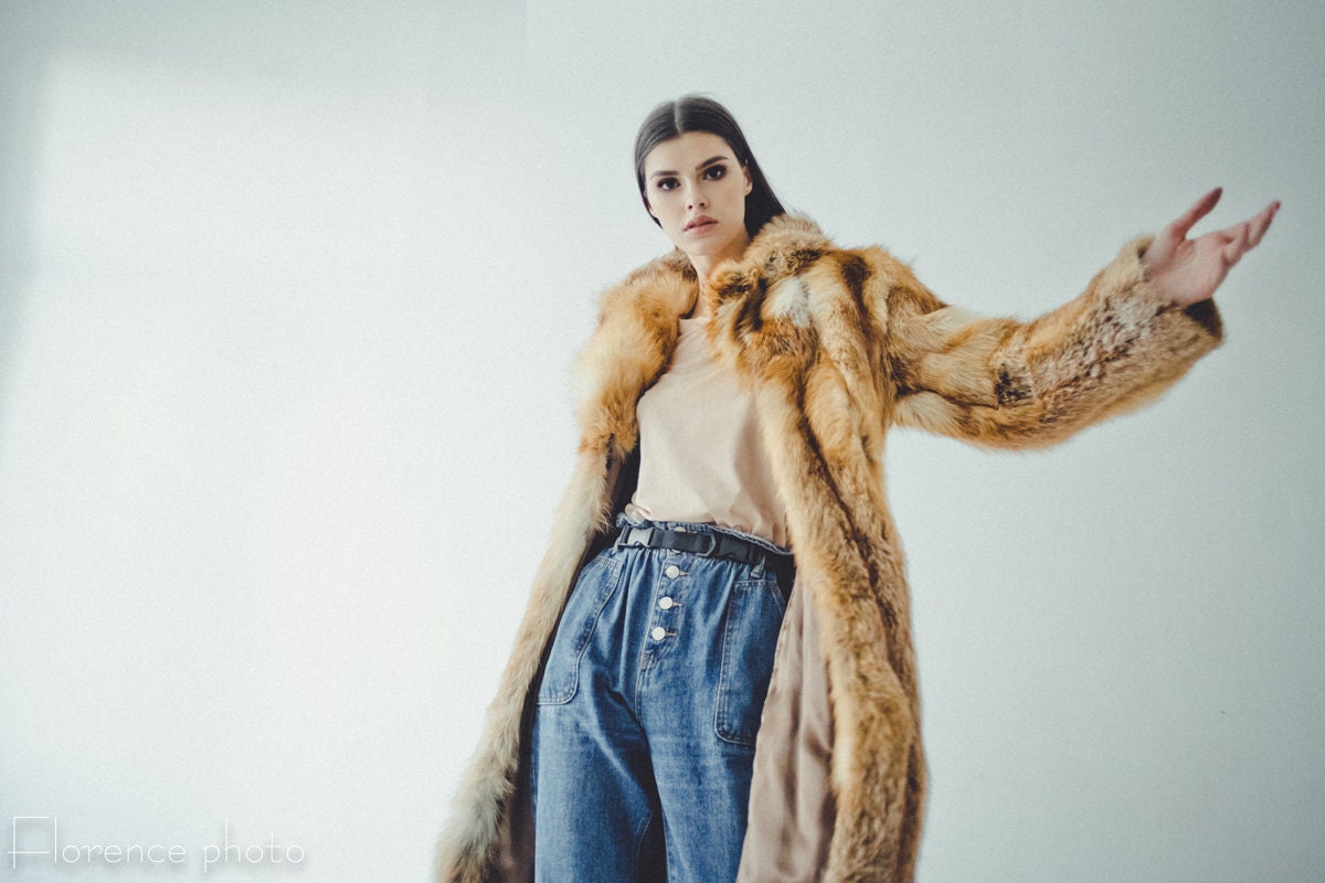 フォックスファーコート（レッド）｜レディースロング冬コート