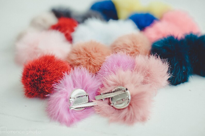 Roze Pom Pom schoenclips schoenclips van echt bont bontaccessoires voor schoenen afbeelding 6