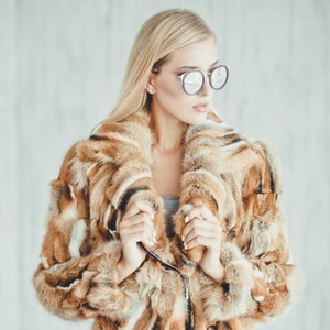 Fox Fur Bomber  Womens Fur coat    Winter Jacket  30th birthday gift for her