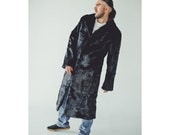 毛皮ロングコート　ヌートリア メンズロングブラックファーコート I 本物のヌートリアファー冬