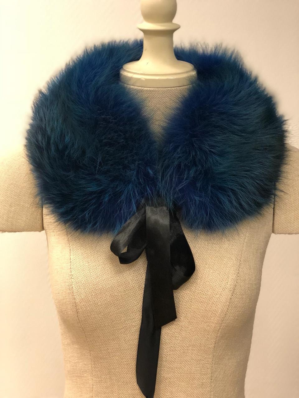 Blue Fur Collar for Jacket Women Detachable Shawl Winter | Etsy