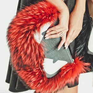 red fur handbag