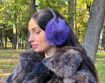 Purple Fur Earmuffs - Womens Ear Warmers  - Girls Ear Warmer