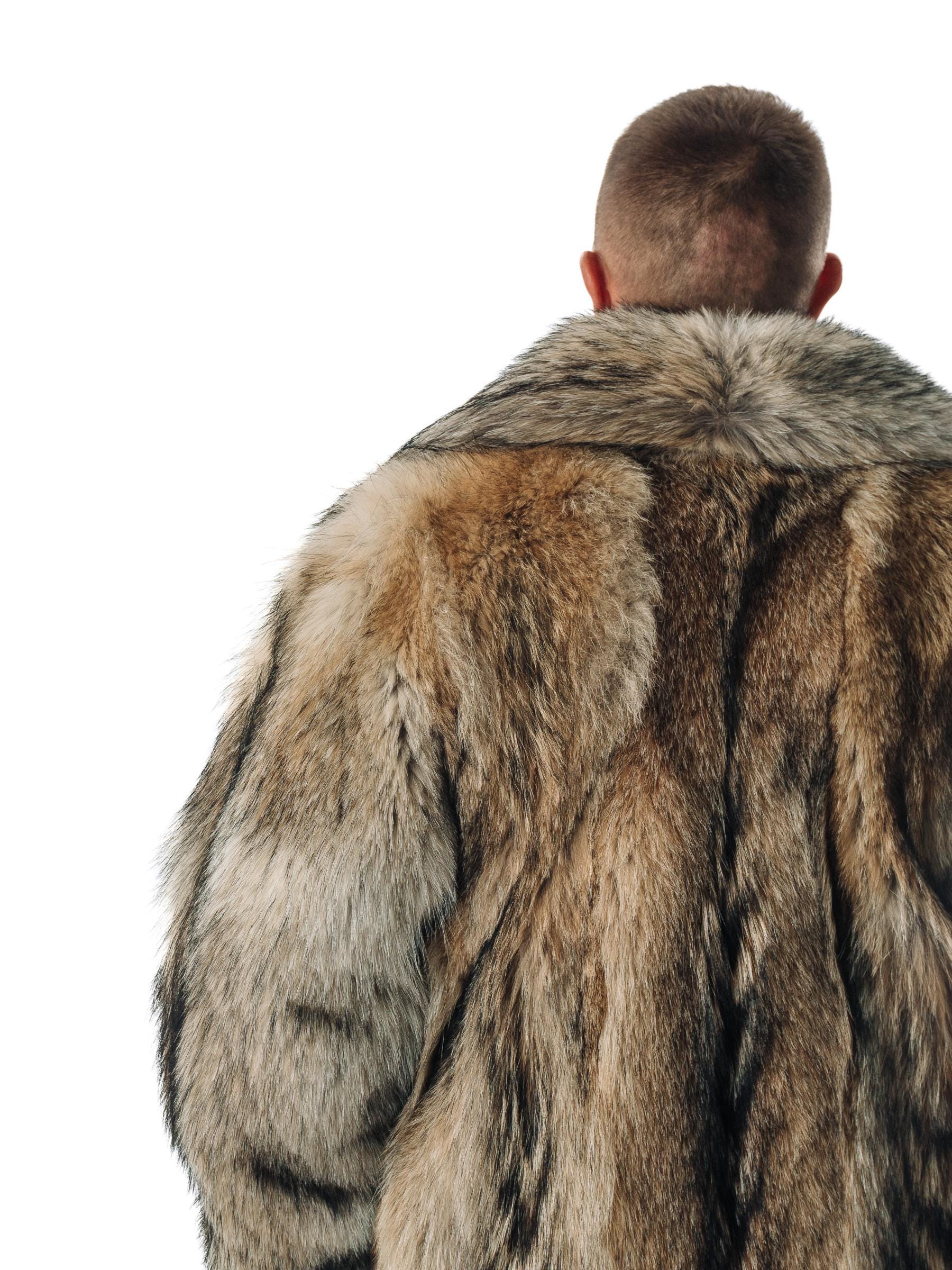 Men's Full-length Real Coyote Fur Coat I Oversized Winter Outwear