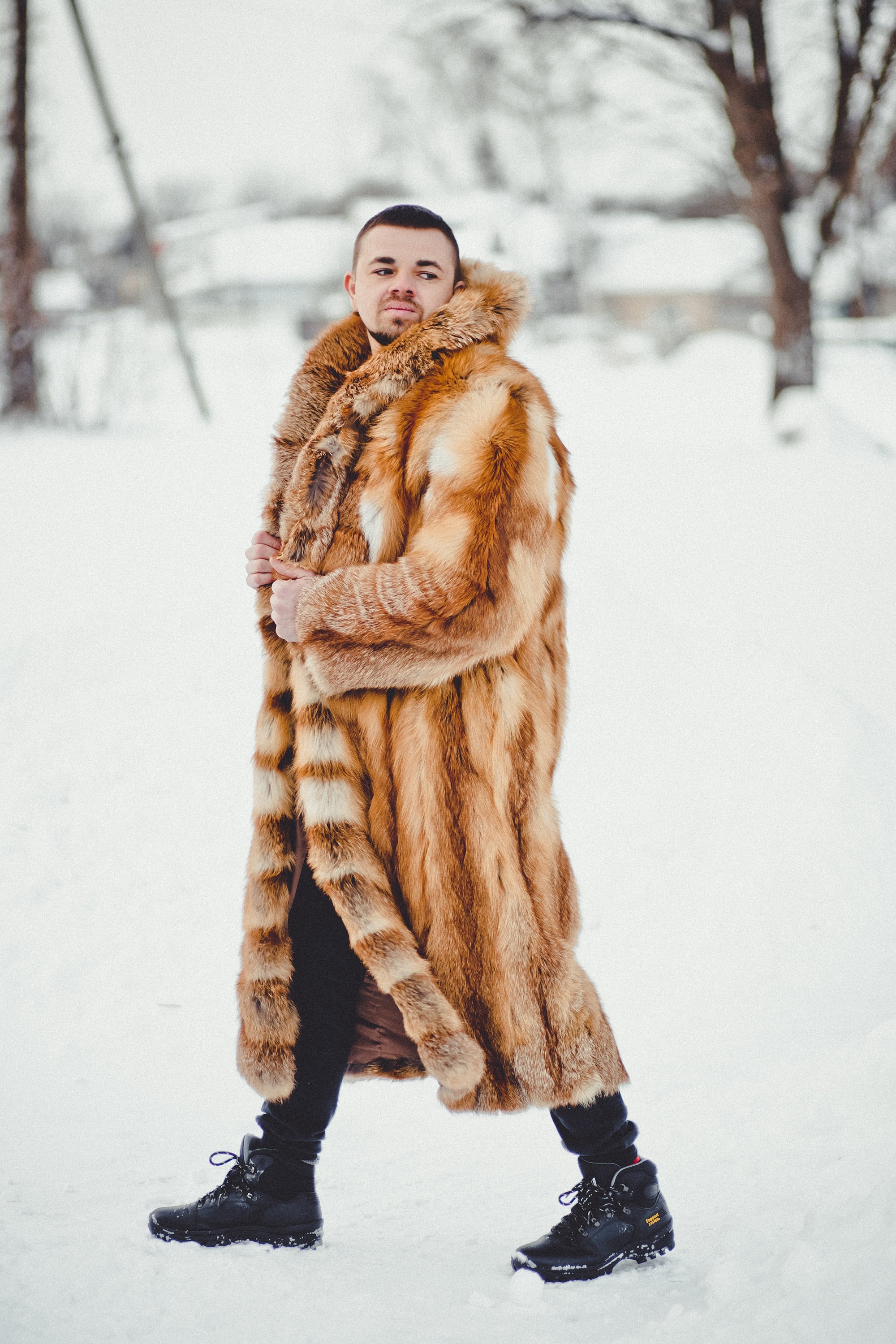 Long Mens Fox Fur Coat Rel Fur Coats Men Oversized Fur Coats Male