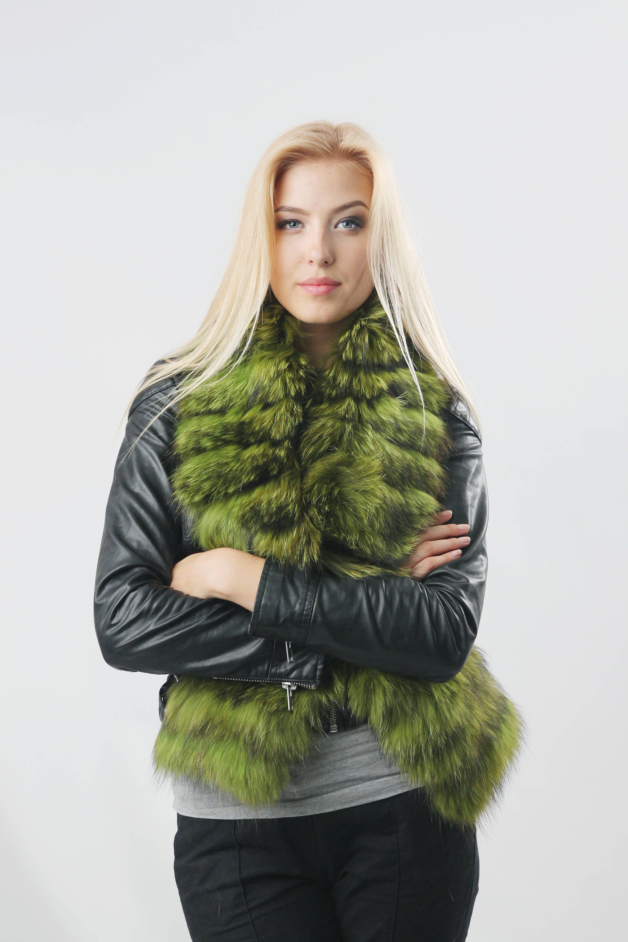 Green Fur Scarf Detachable Collar for Womens Jacket Bridal - Etsy