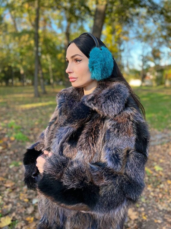 Purple Rabbit Fur Earmuffs | Adjustable Winter Ear Warmers - Etsy