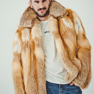 Mens Fox Fur Coat Winter Jacket Men Oversized Fur Coats Male Luxury ...