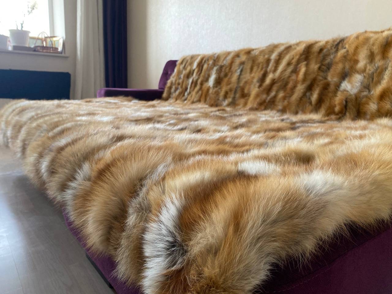 Red Fox Fur Blanket | Luxury Fur Throw | Living Room Home Decor | Rustic Decor for Cabin Lodge