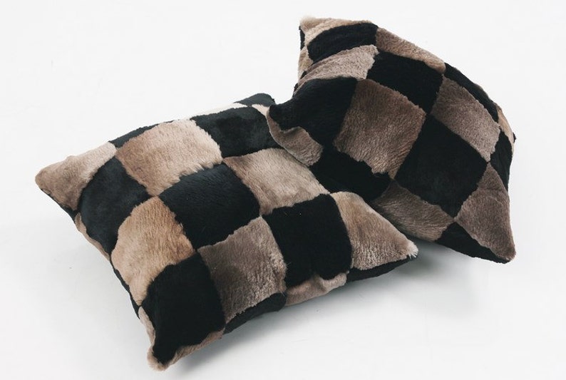 Two Real Fur Pillow Cover Cushion Cases Window Seat Etsy