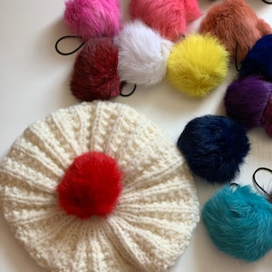 Set of 5 Real Rabbit Fur Pom Poms | Fluffy Fur Balls for Hats & Crafts | Mix and Match Colors
