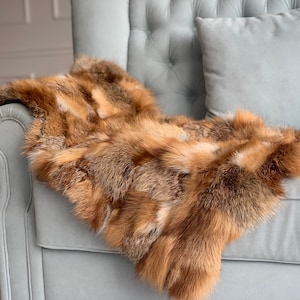 Fox Fur Rug | Real Fox Fur Carpet | Rustic Cabin & Lodge Decor | Natural Fur Throw Blanket