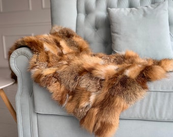 Fox Fur Rug | Real Fox Fur Carpet | Rustic Cabin & Lodge Decor | Natural Fur Throw Blanket