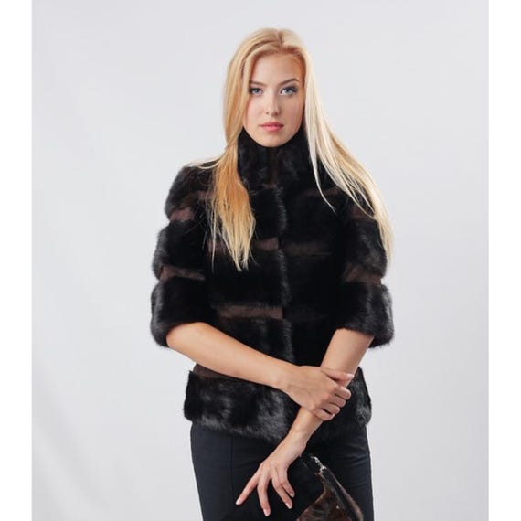 Brown Mink Fur Bomber Jacket | Real Fur Winter Coat