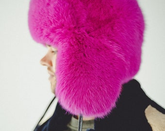 ピンクフォックスファーのウシャンカハット | 北極キツネのトラッパー