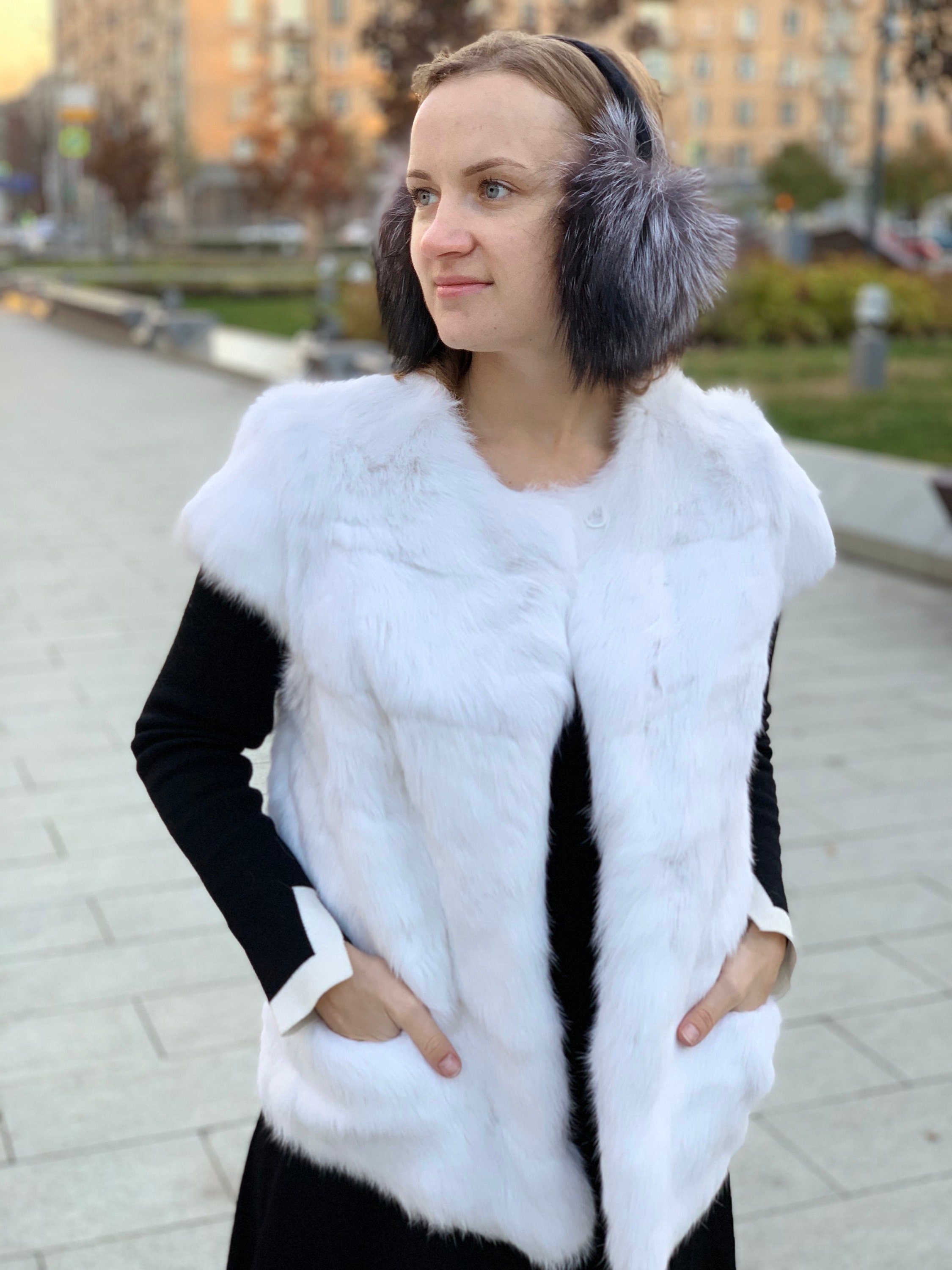 White Fur Vest for Women Rabbir Fur Coat Sleeveless - Etsy