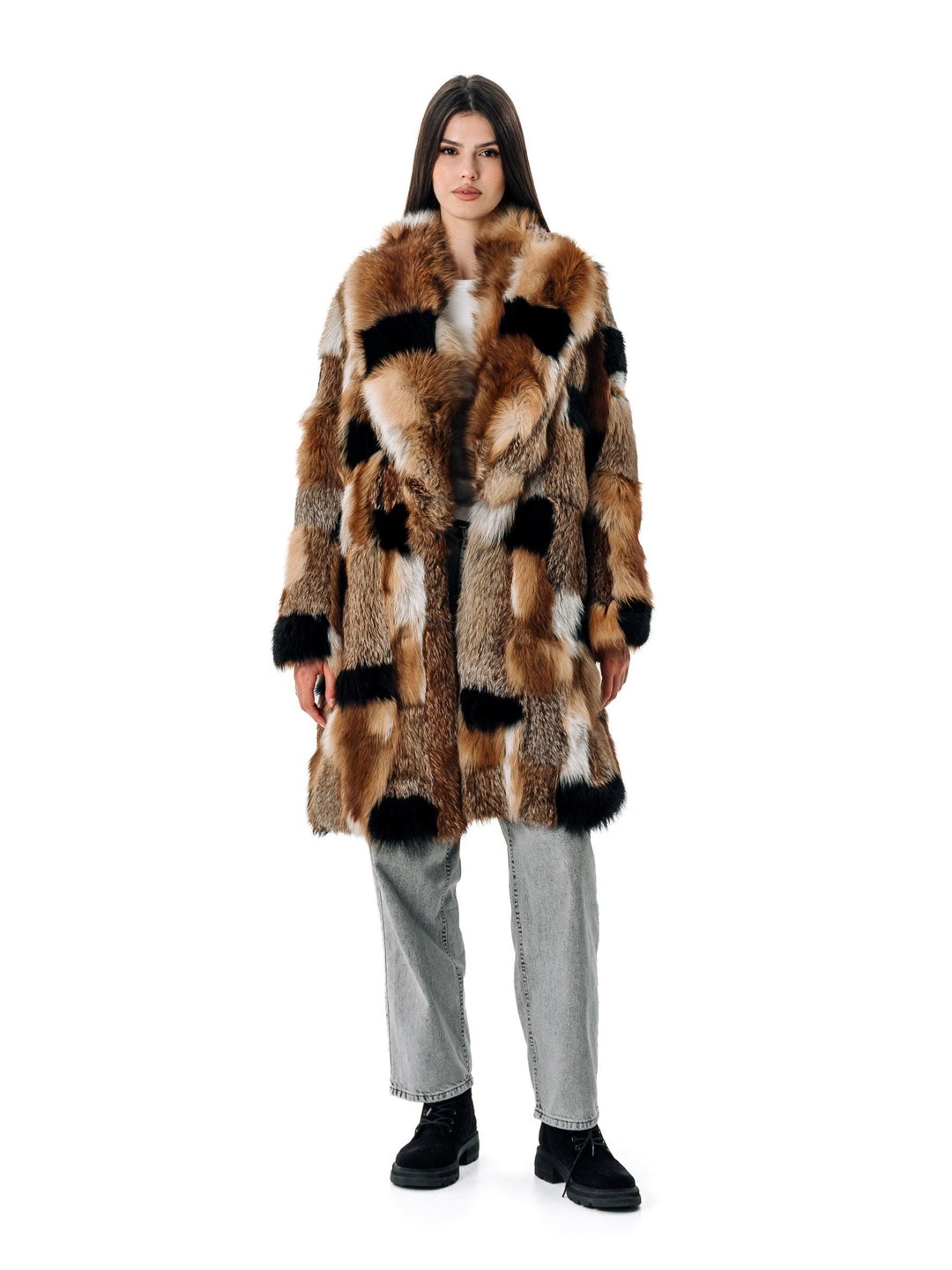 Fox Fur Coat With Collar | Women's Winter Real Fur Jacket | Red