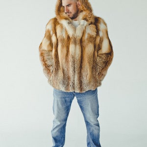 Hooded Mens Fox Fur Coat Winter Jacket Men Oversized Fur - Etsy